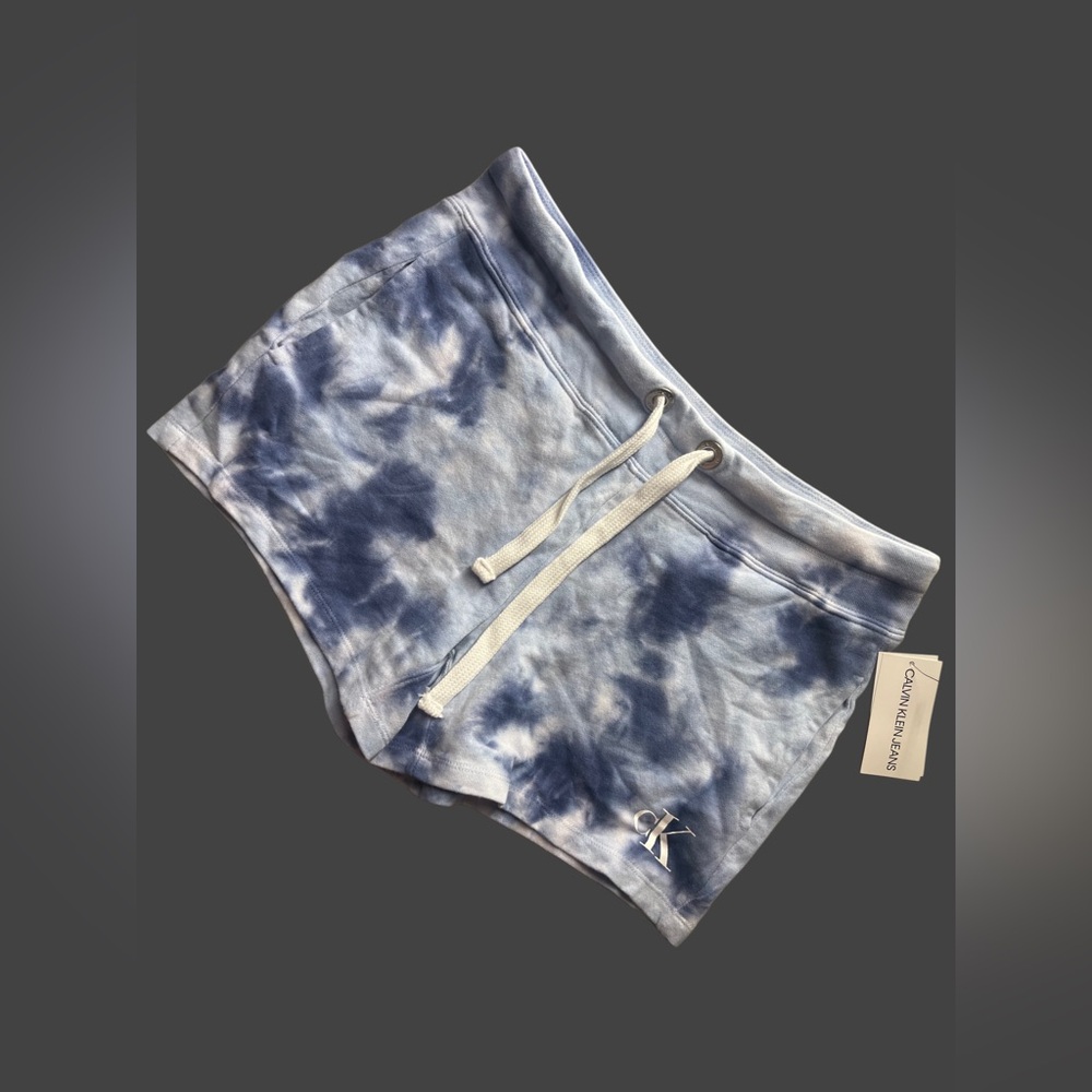 Calvin Klein Jeans Blue & White Tie-Dye Athletic Lounge Shorts